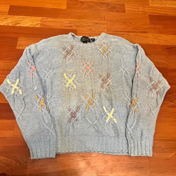Alexander Julian Sweaters - Cozy Vintage Multicolored Blue Sweater